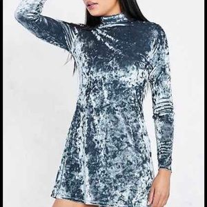 Crushed Velvet Mock-Neck Minidress
